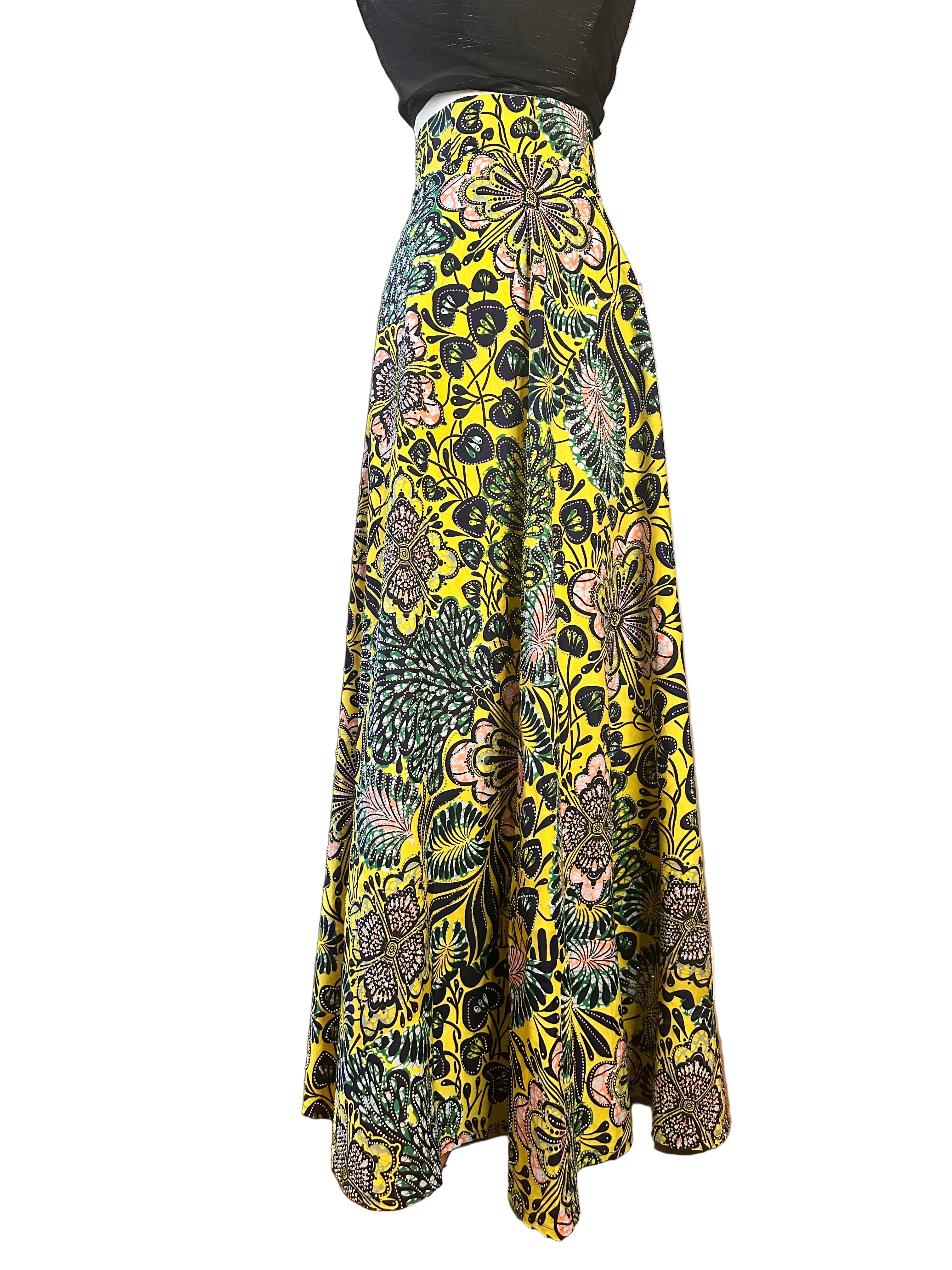 Adja Embellished Ankara Maxi Skirt