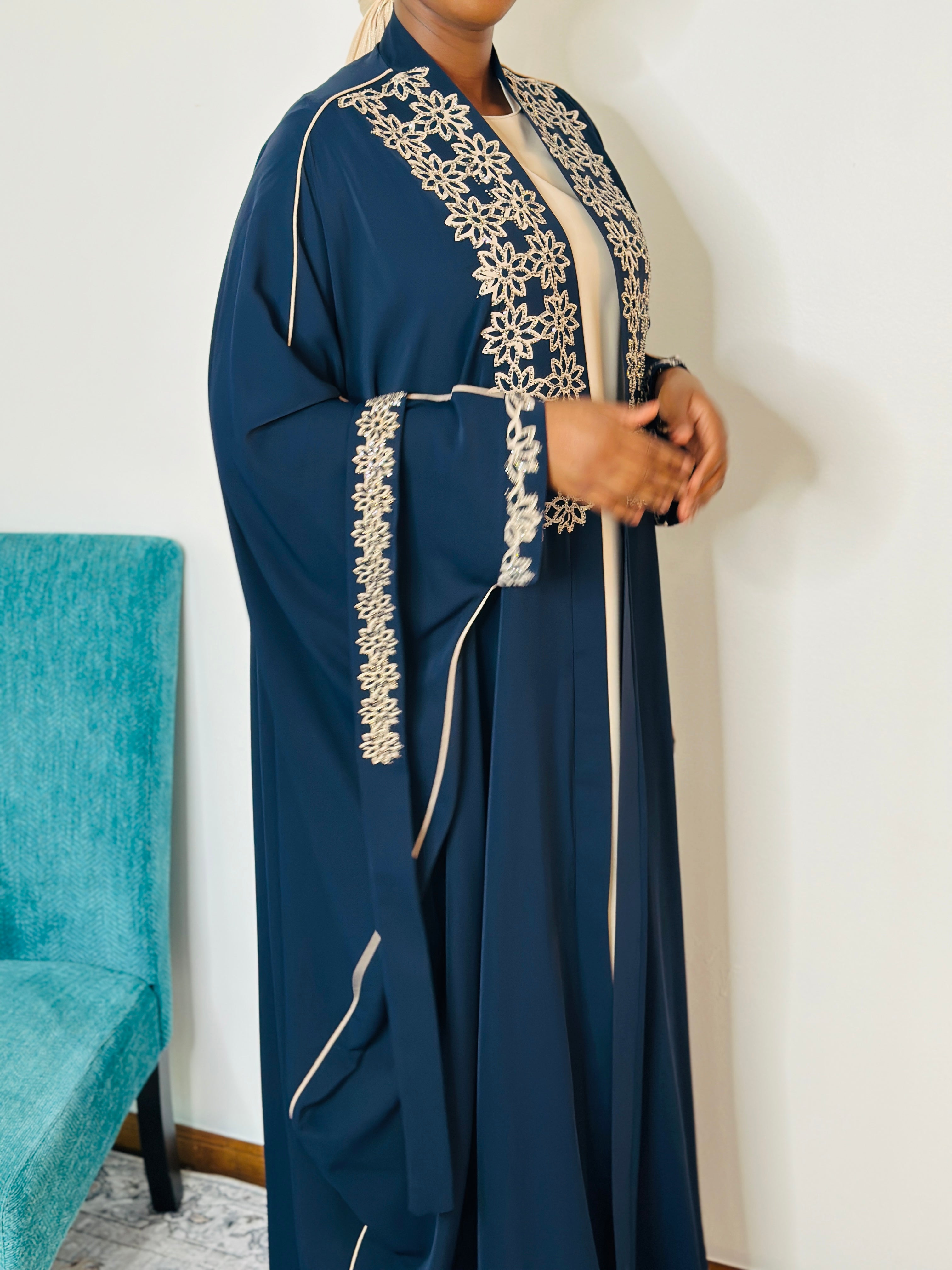Ayra – Navy Embellished Abaya