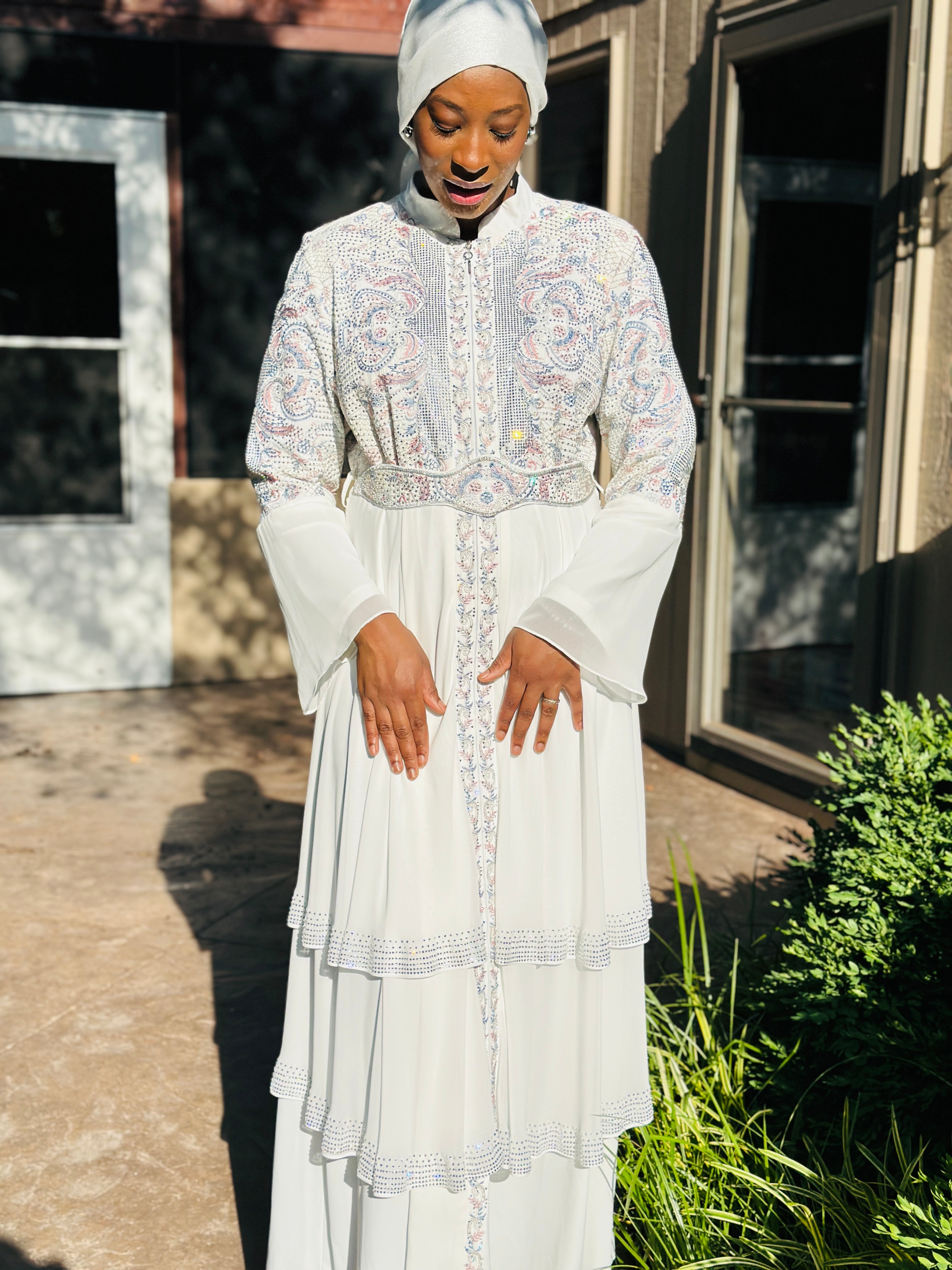 Layali Glow – Embellished White Gown