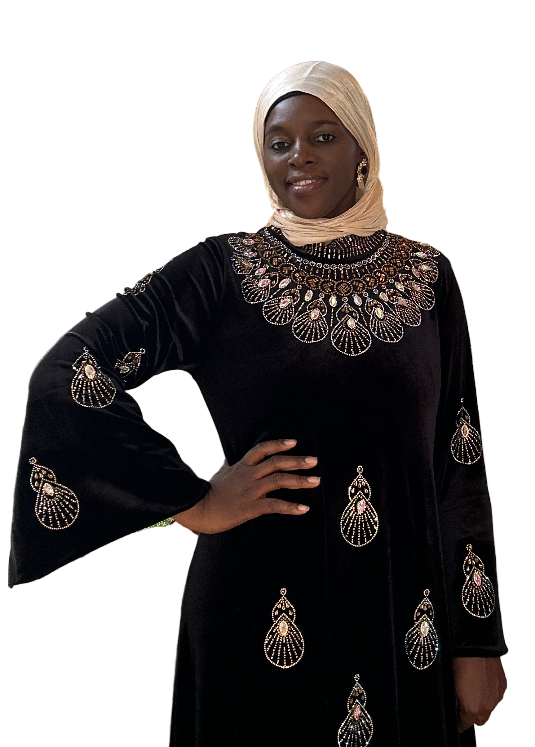 Regal Velvet Rhinestone Abaya