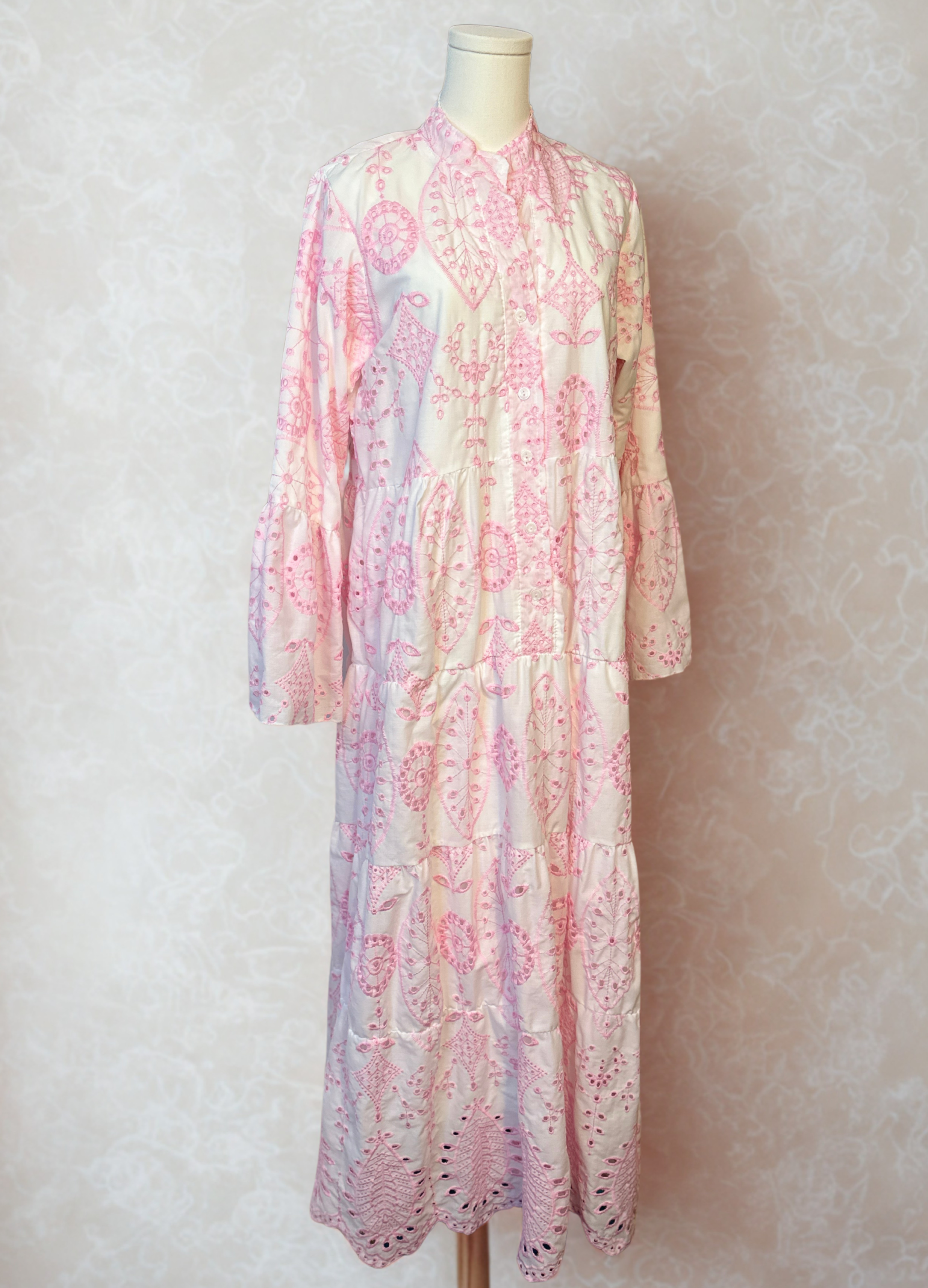 Blush Petal Embroidered Maxi Dress
