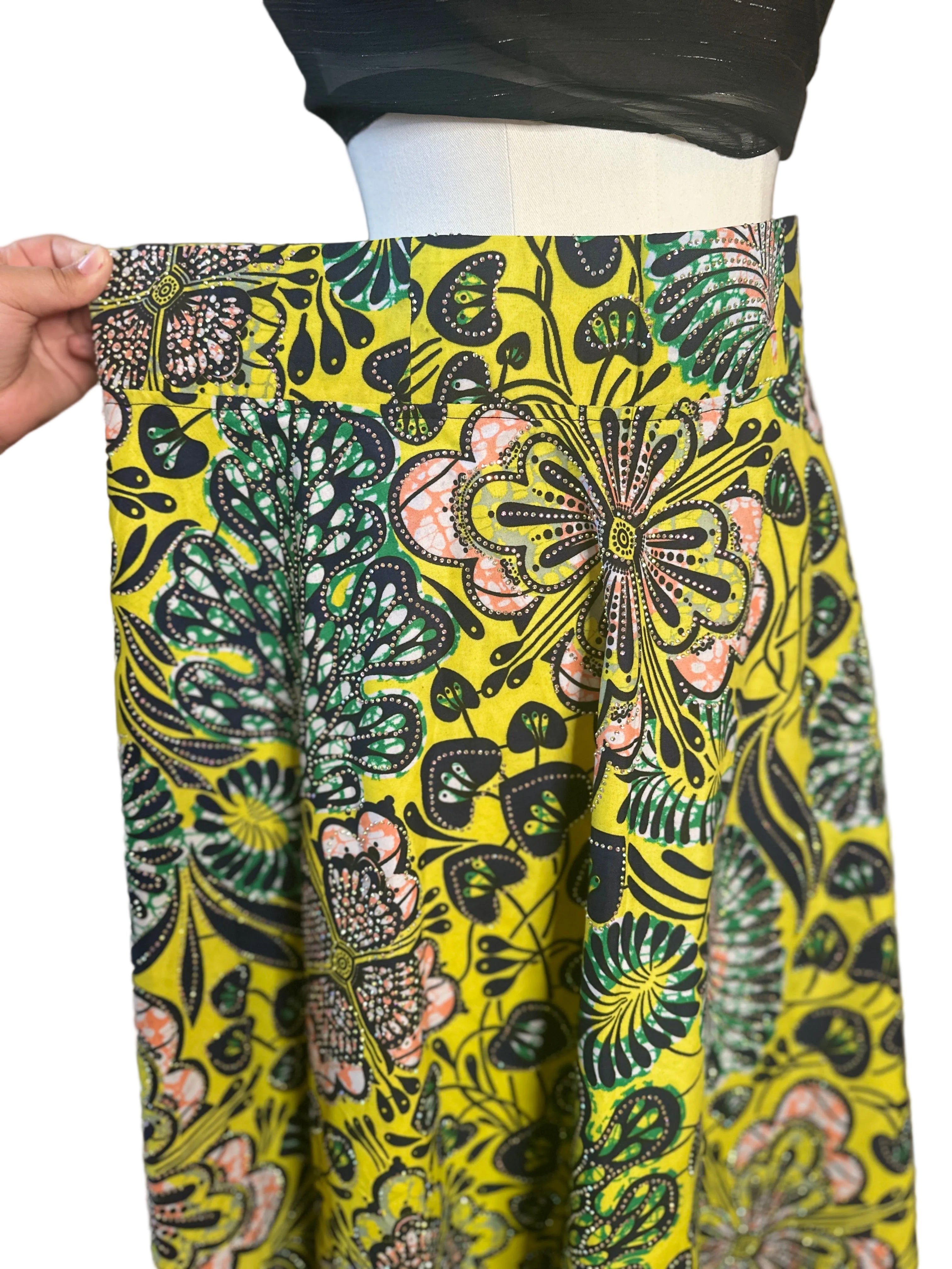 Adja Embellished Ankara Maxi Skirt