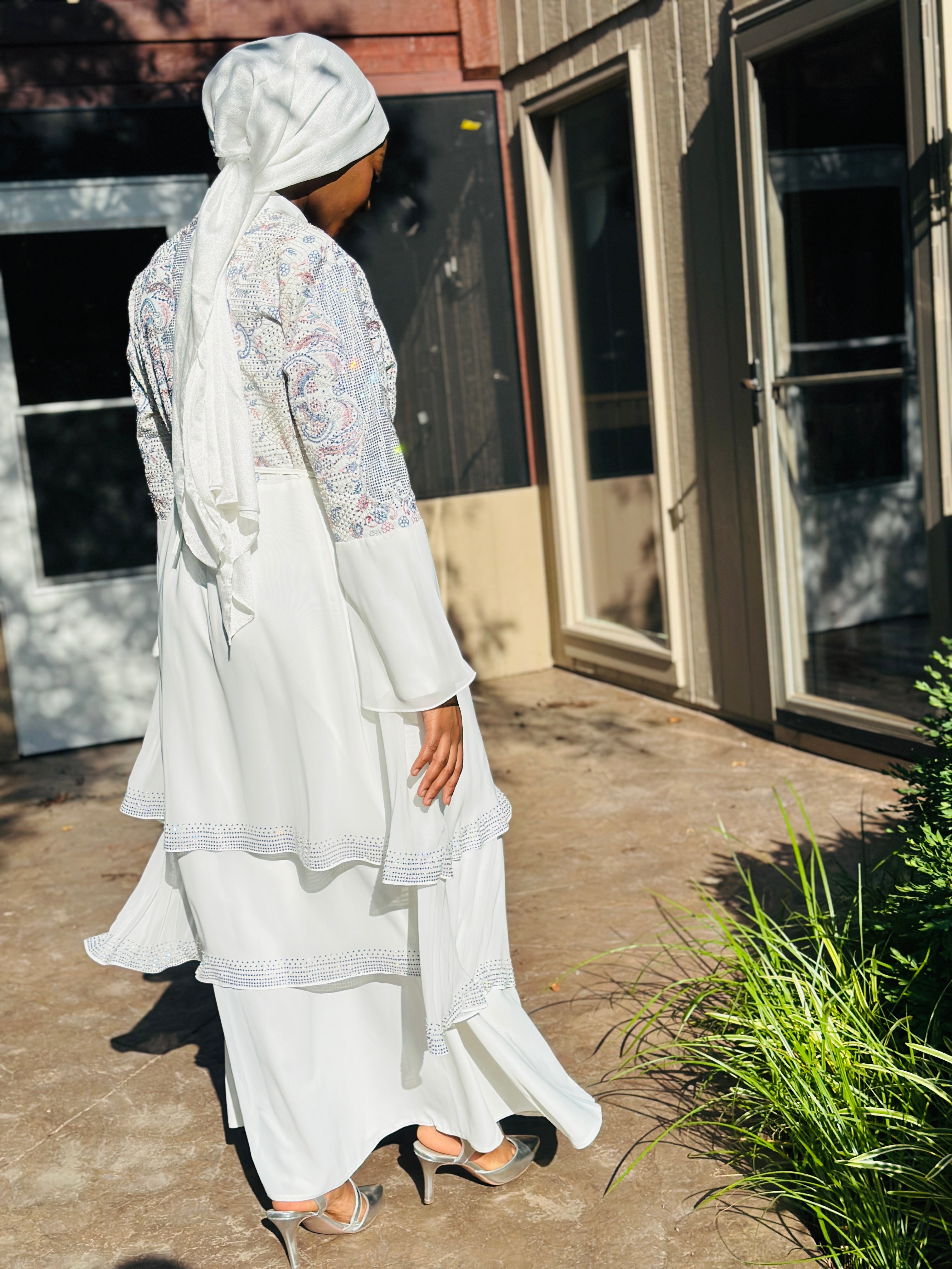 Layali Glow – Embellished White Gown