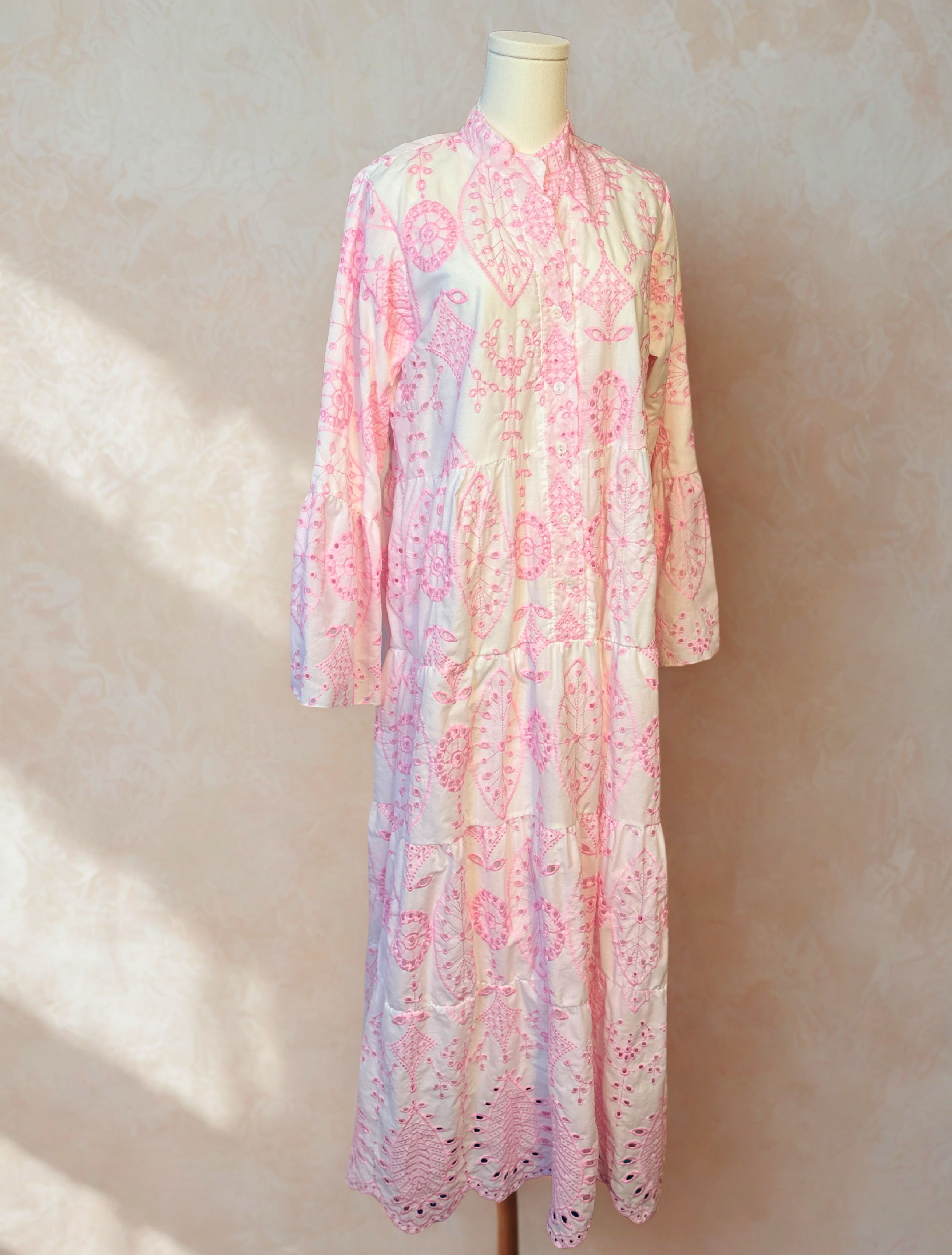 Blush Petal Embroidered Maxi Dress