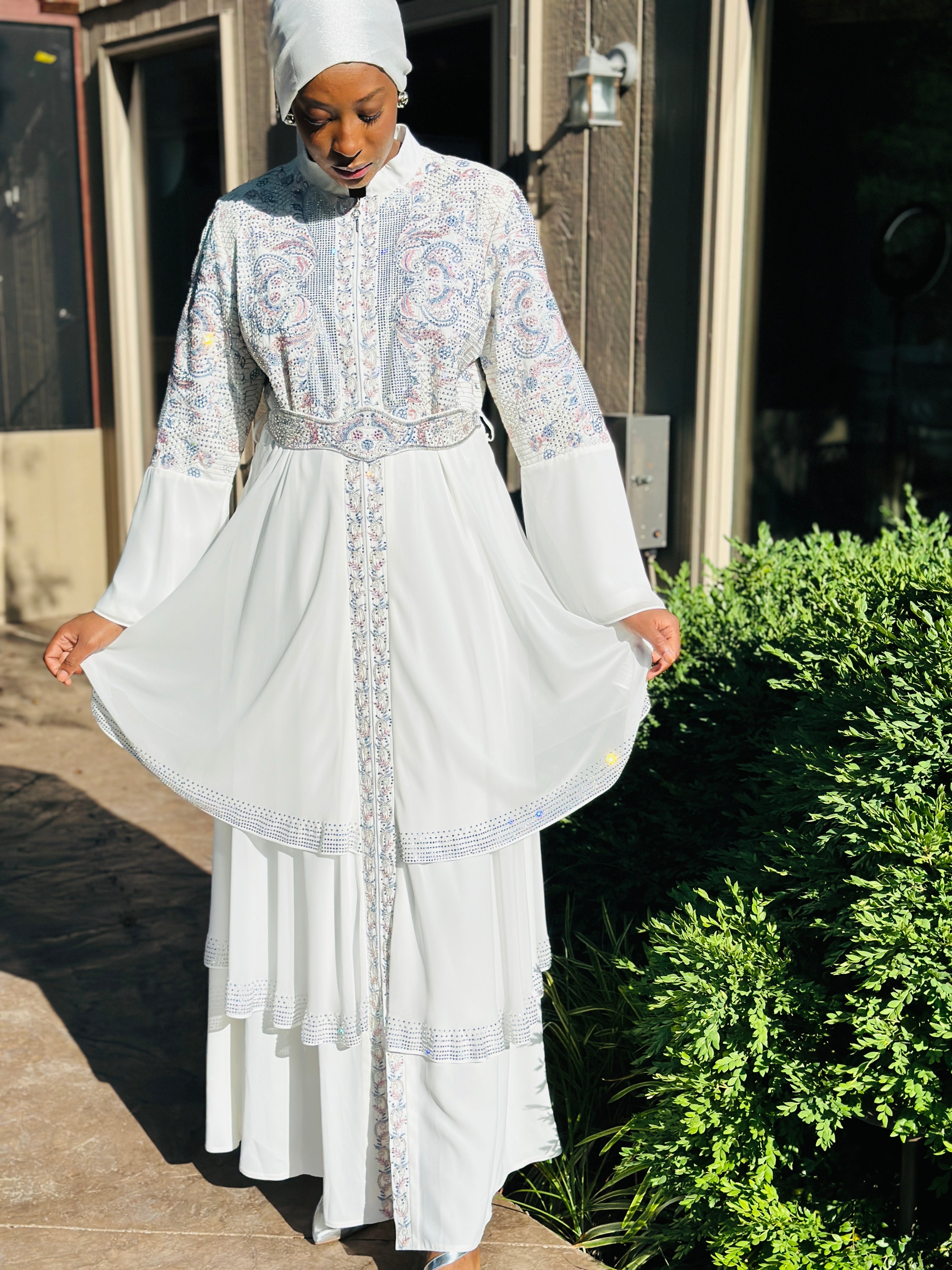 Layali Glow – Embellished White Gown