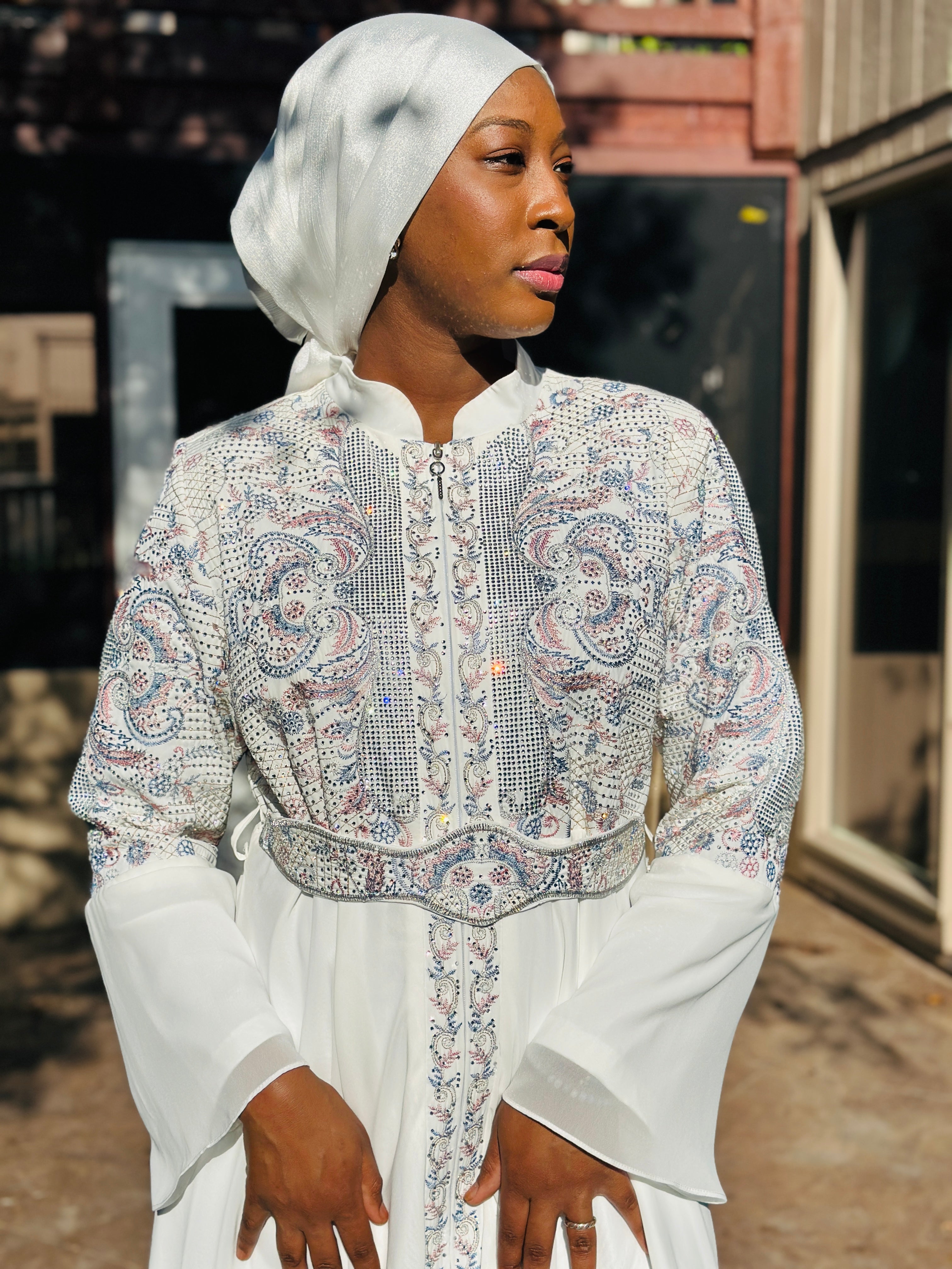 Layali Glow – Embellished White Gown