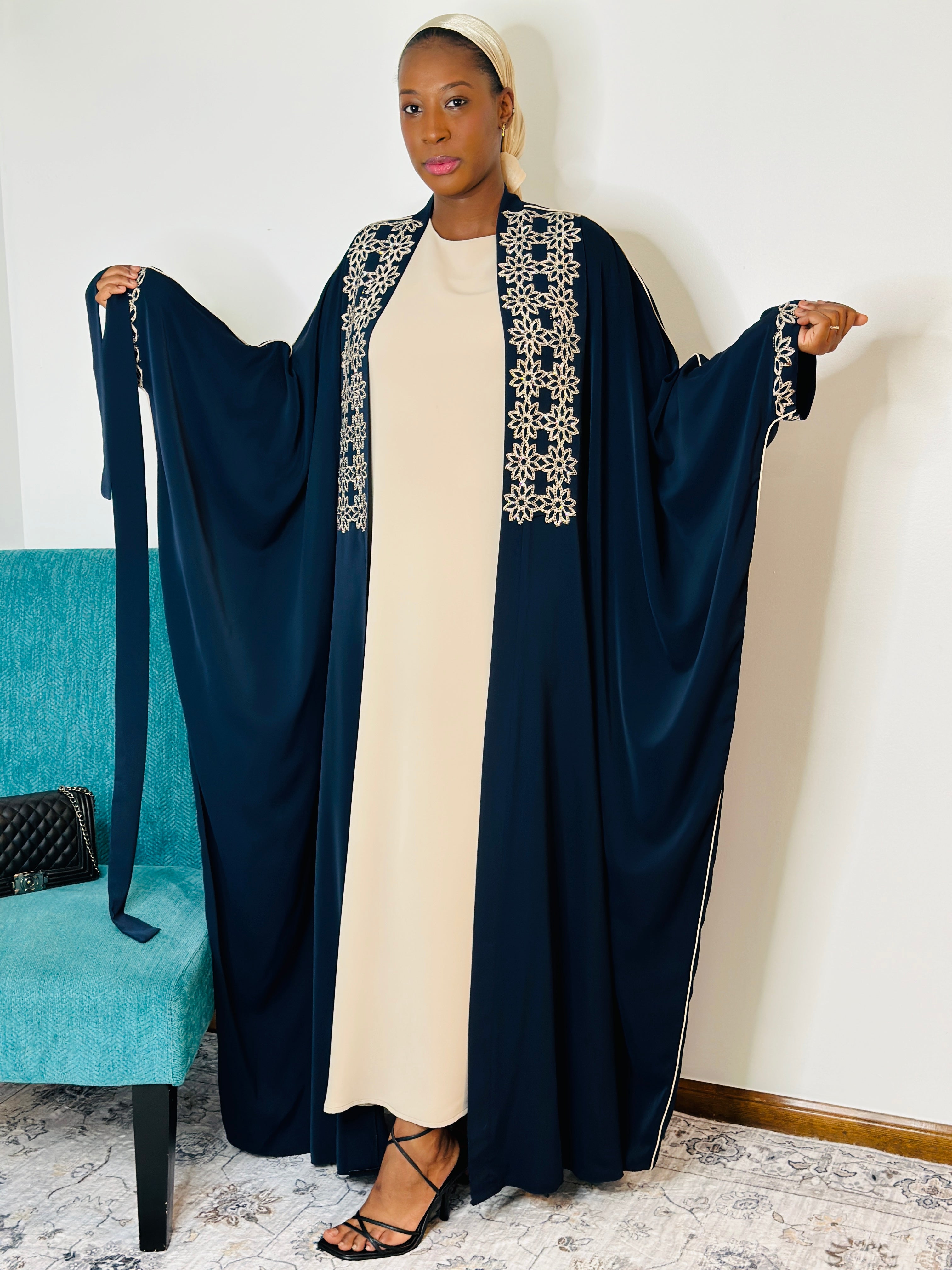 Ayra – Navy Embellished Abaya