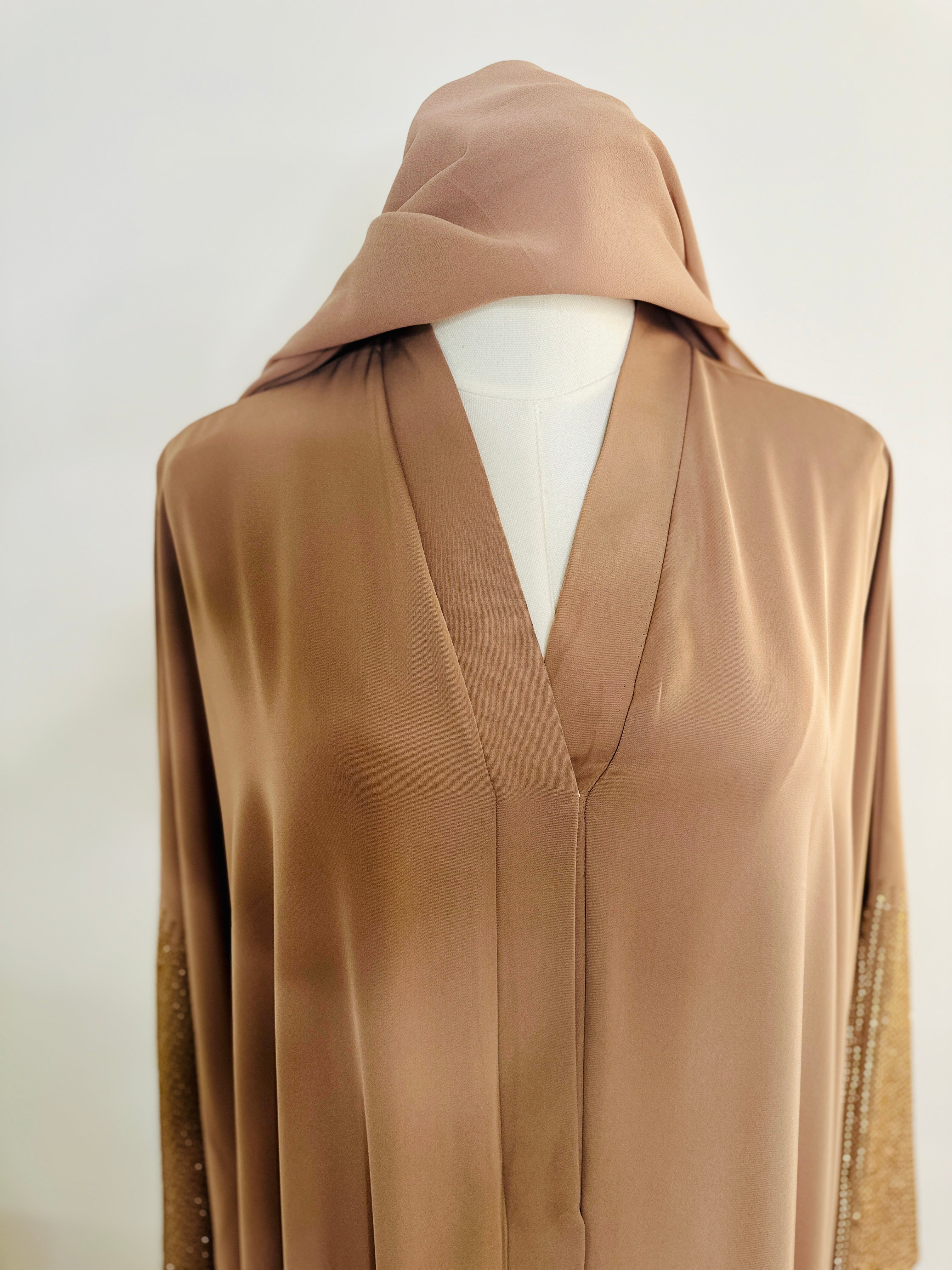 ✨ Luxe Crystal Sleeve Abaya