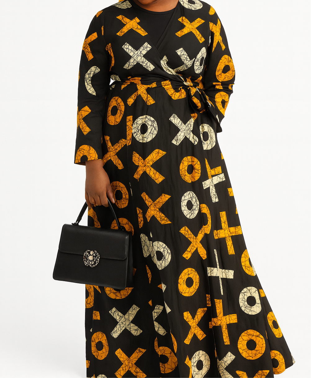 XOXO Ankara Wrap Dress