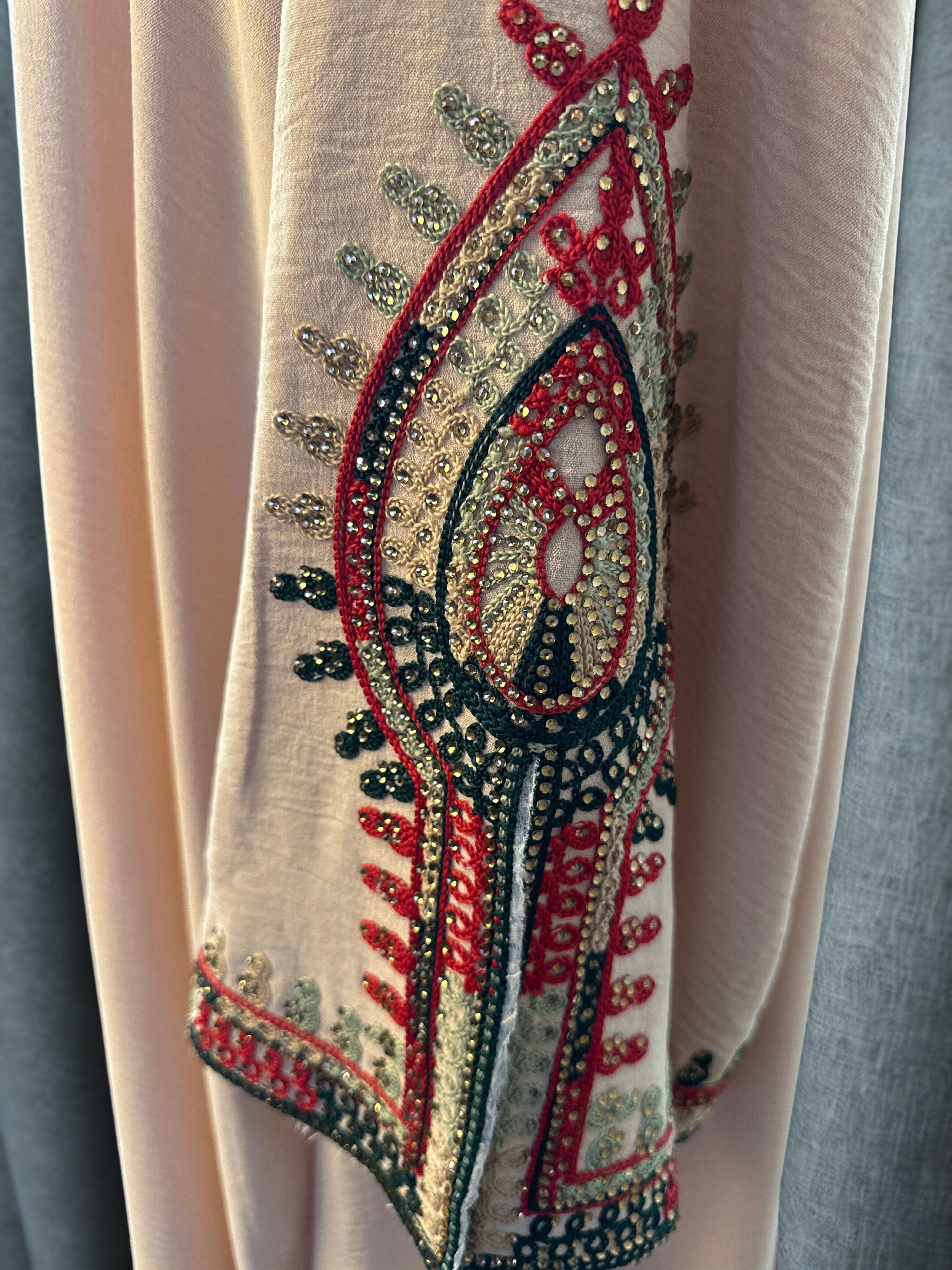 Desert Jewel Embroidered Kaftan – Blush Beige
