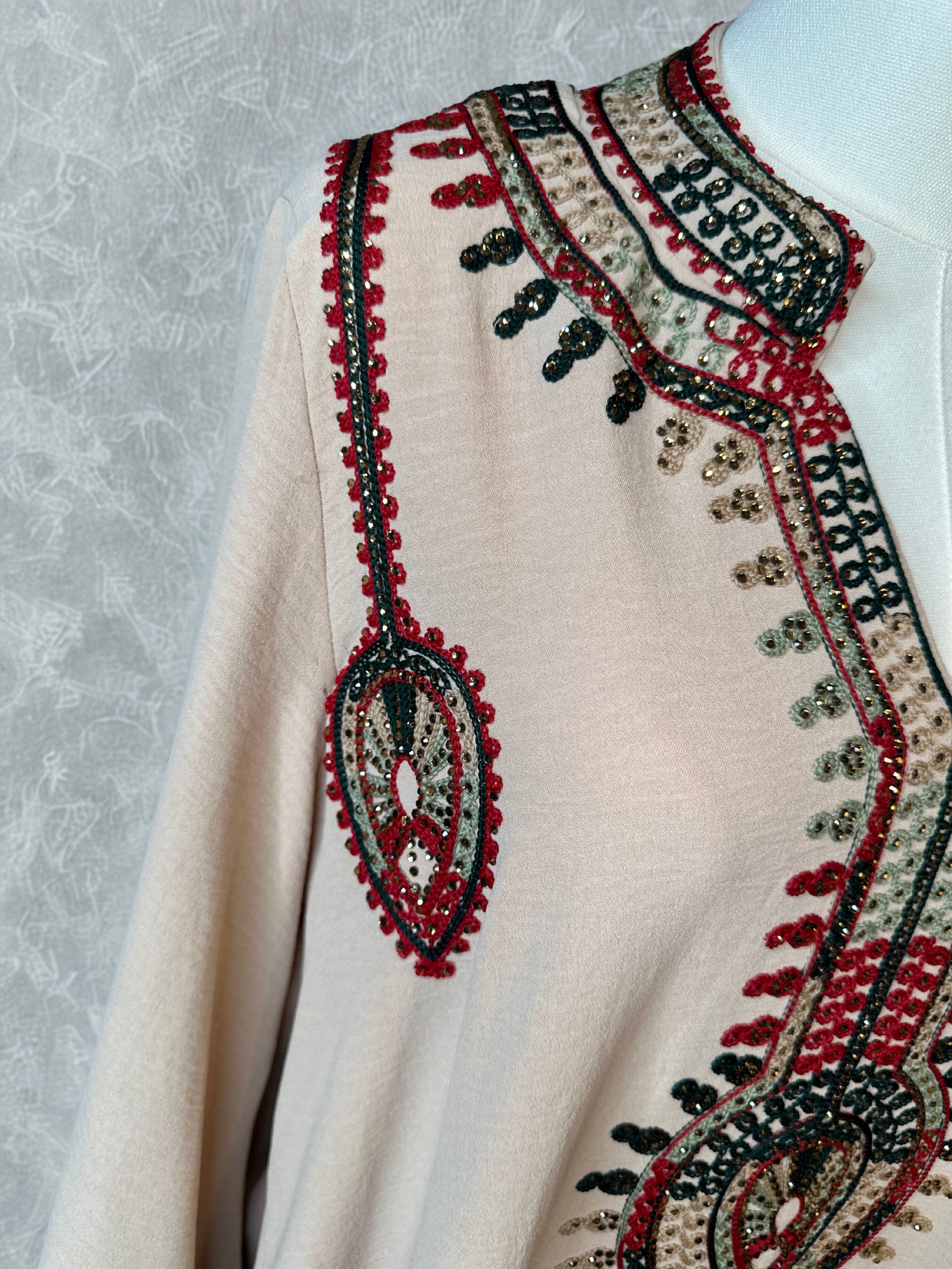 Desert Jewel Embroidered Kaftan – Blush Beige