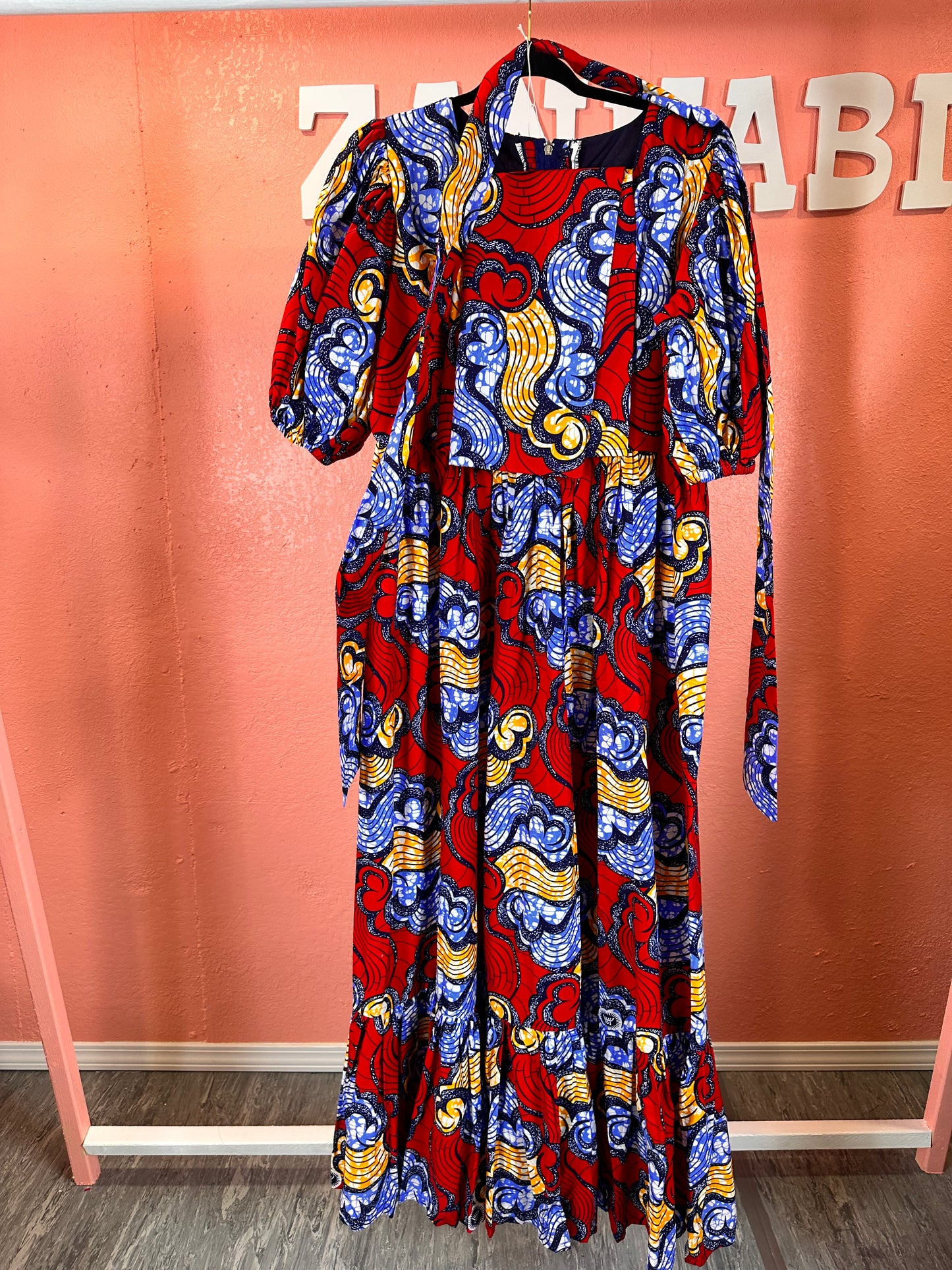 Puff Sleeve Ankara Maxi dress.