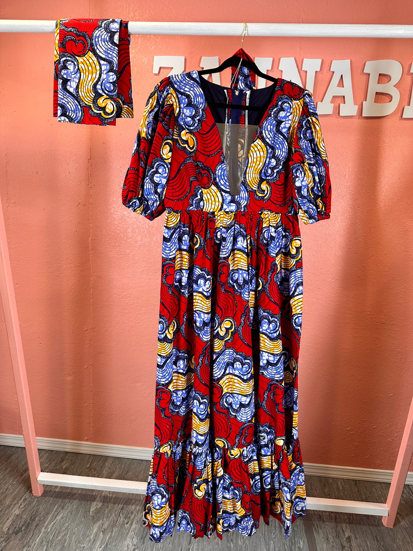 Puff Sleeve Ankara Maxi dress.