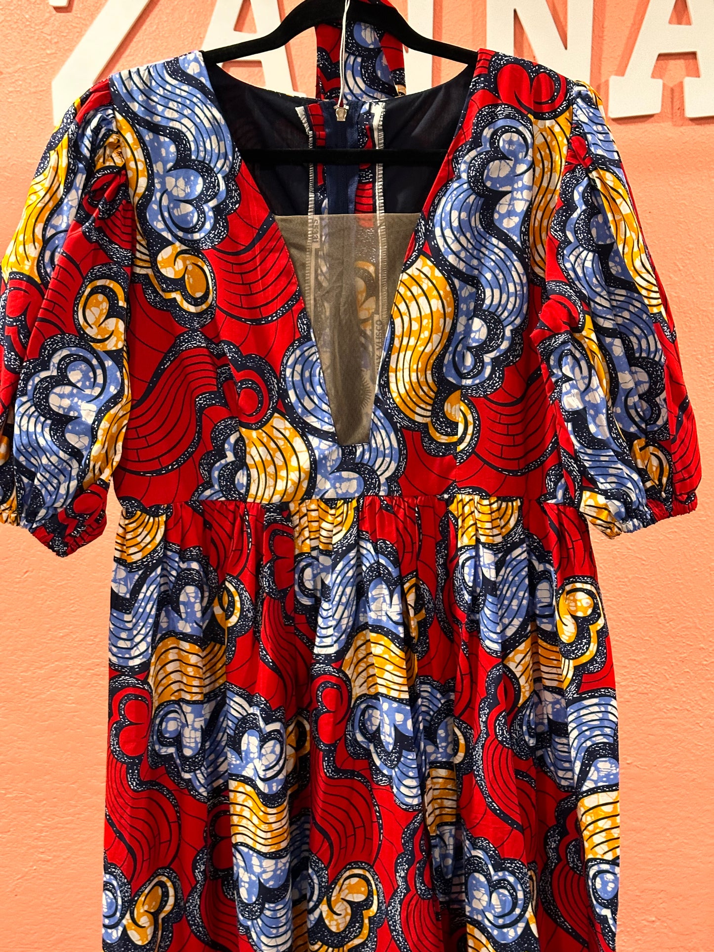 Puff Sleeve Ankara Maxi dress.