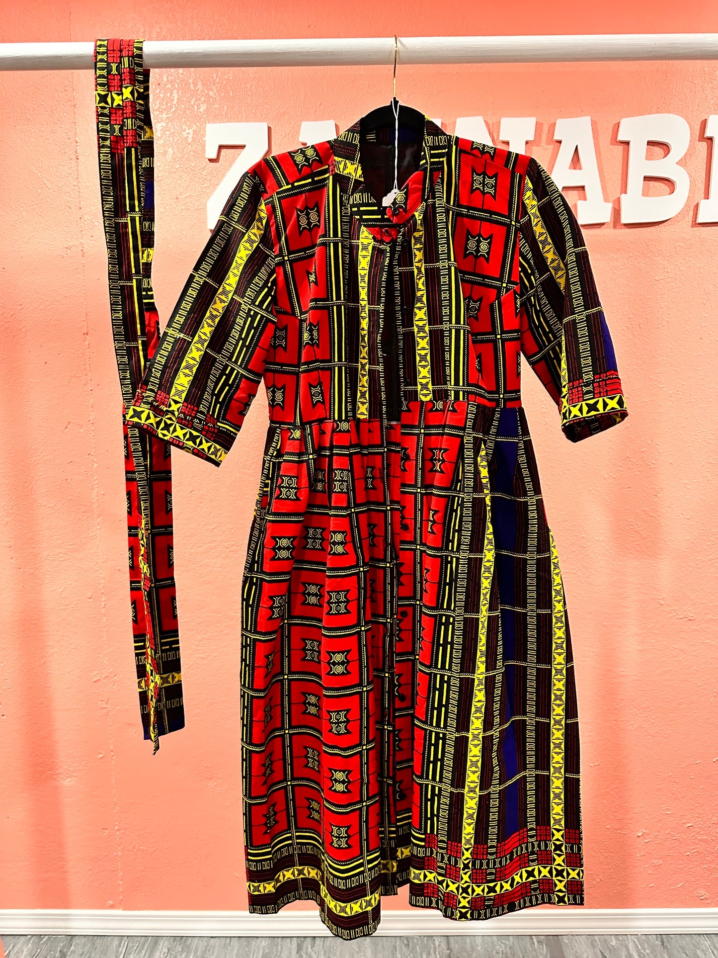 Short sleeve Ankara Midi Dress.