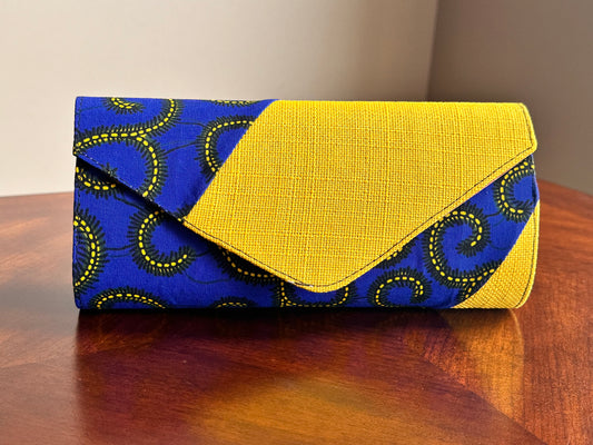 Blue & Yellow Ankara patched purse