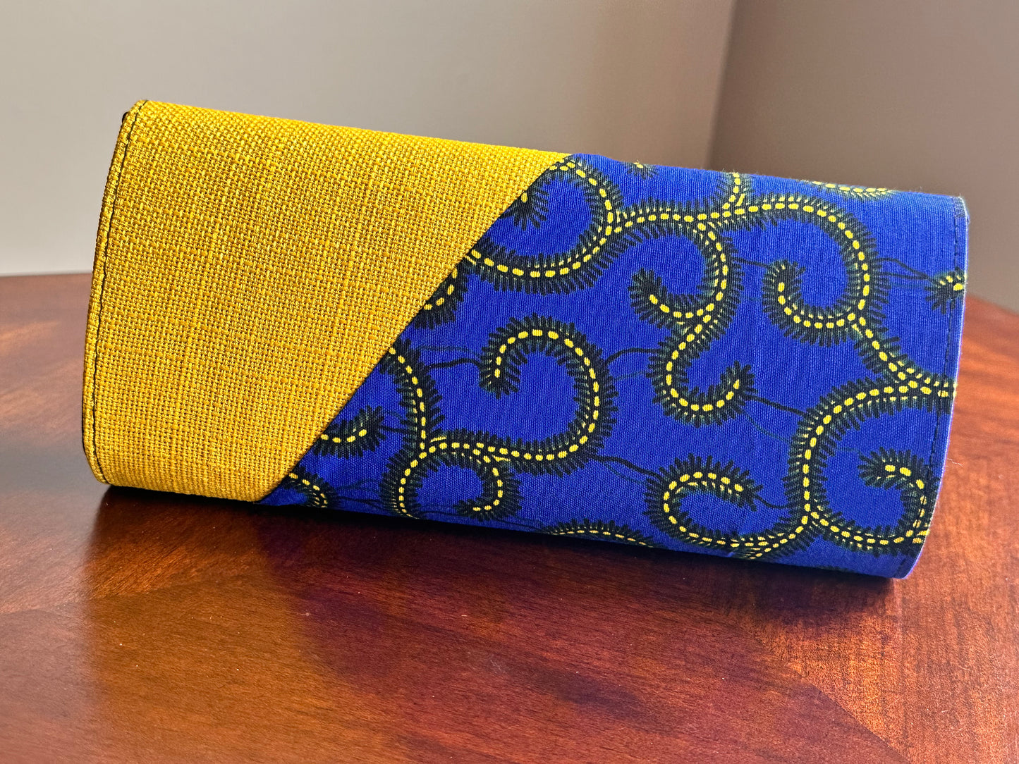 Blue & Yellow Ankara patched purse