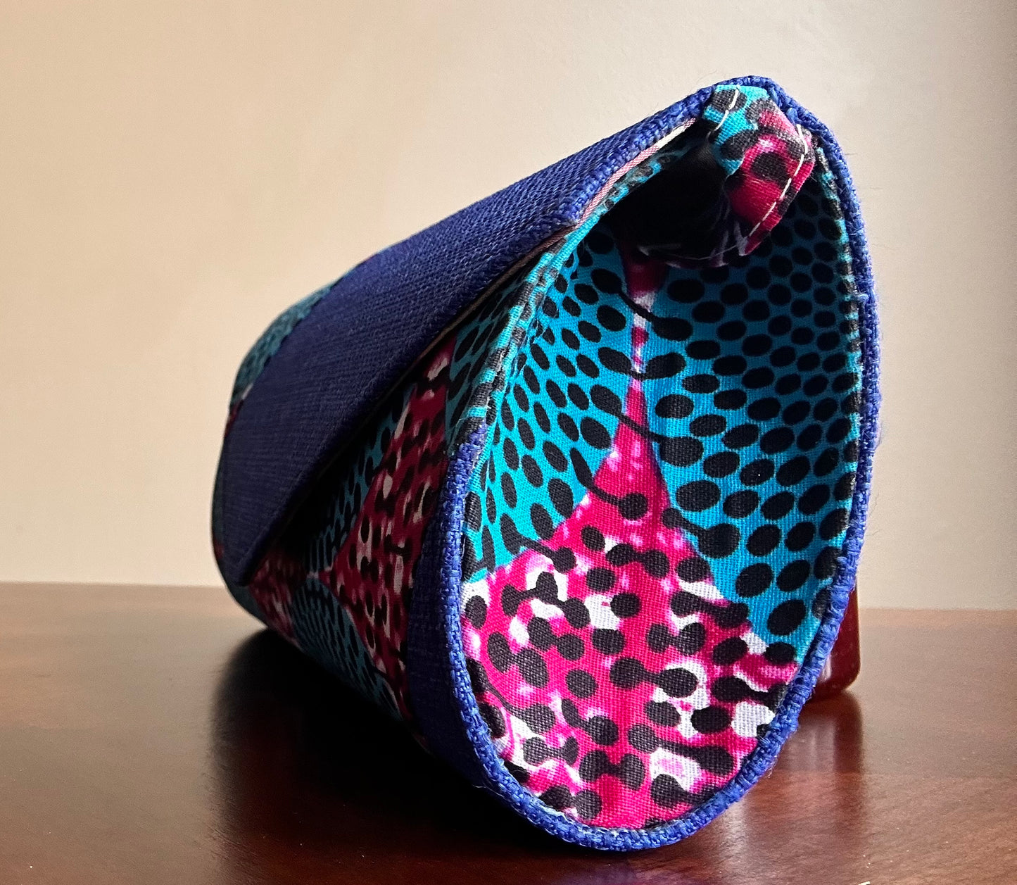 Blue Ankara patched purse