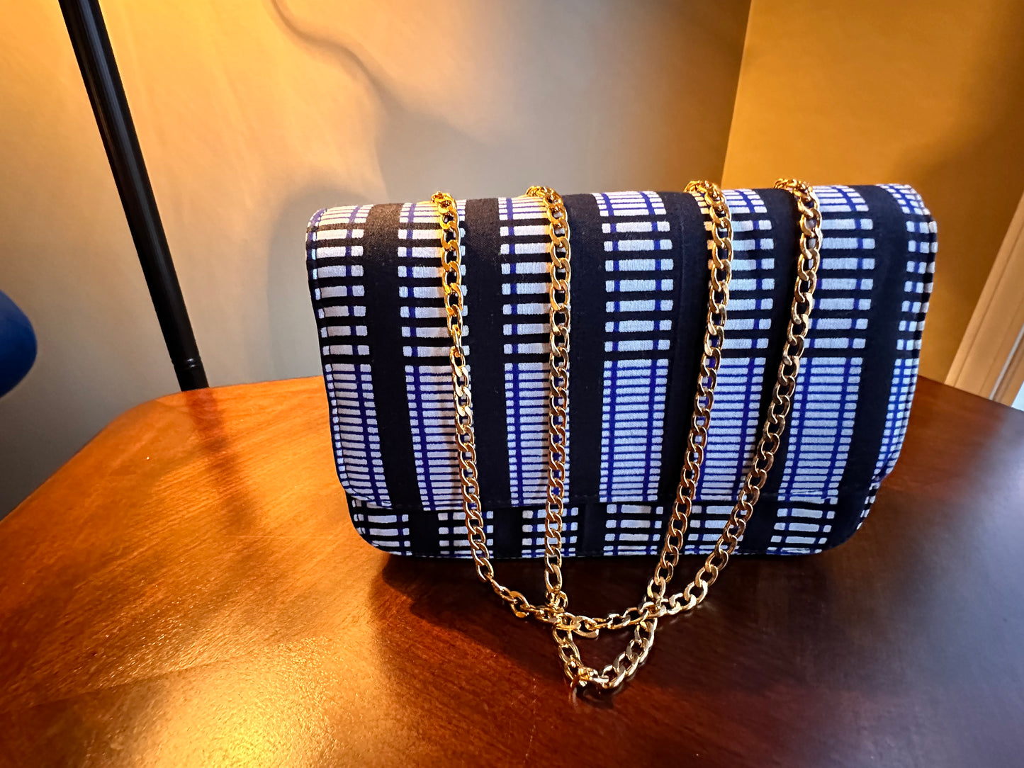 Navy Ankara Print Clutch