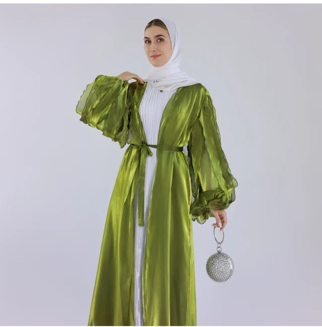 Two Piece Organza Cardigan Abaya