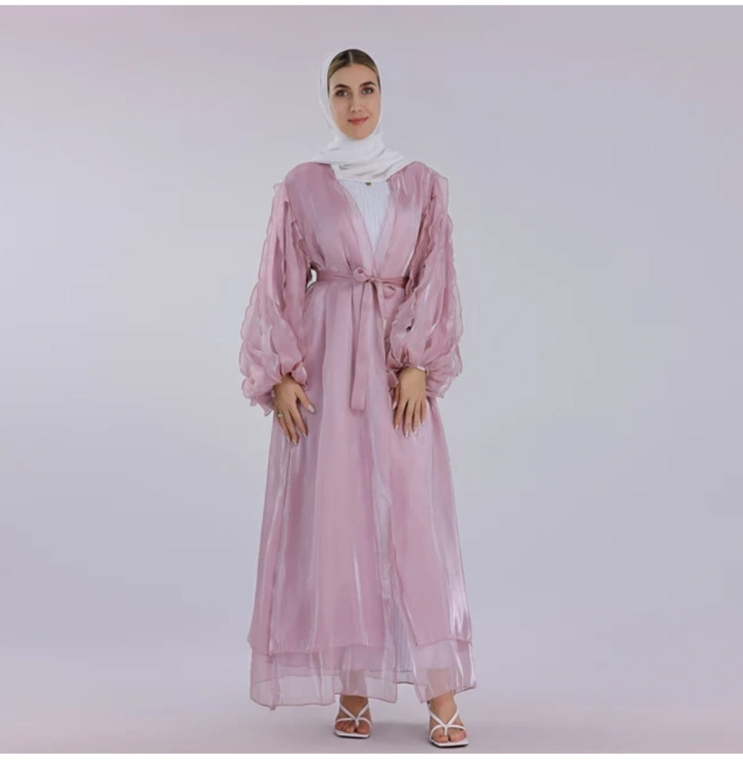 Two Piece Organza Cardigan Abaya