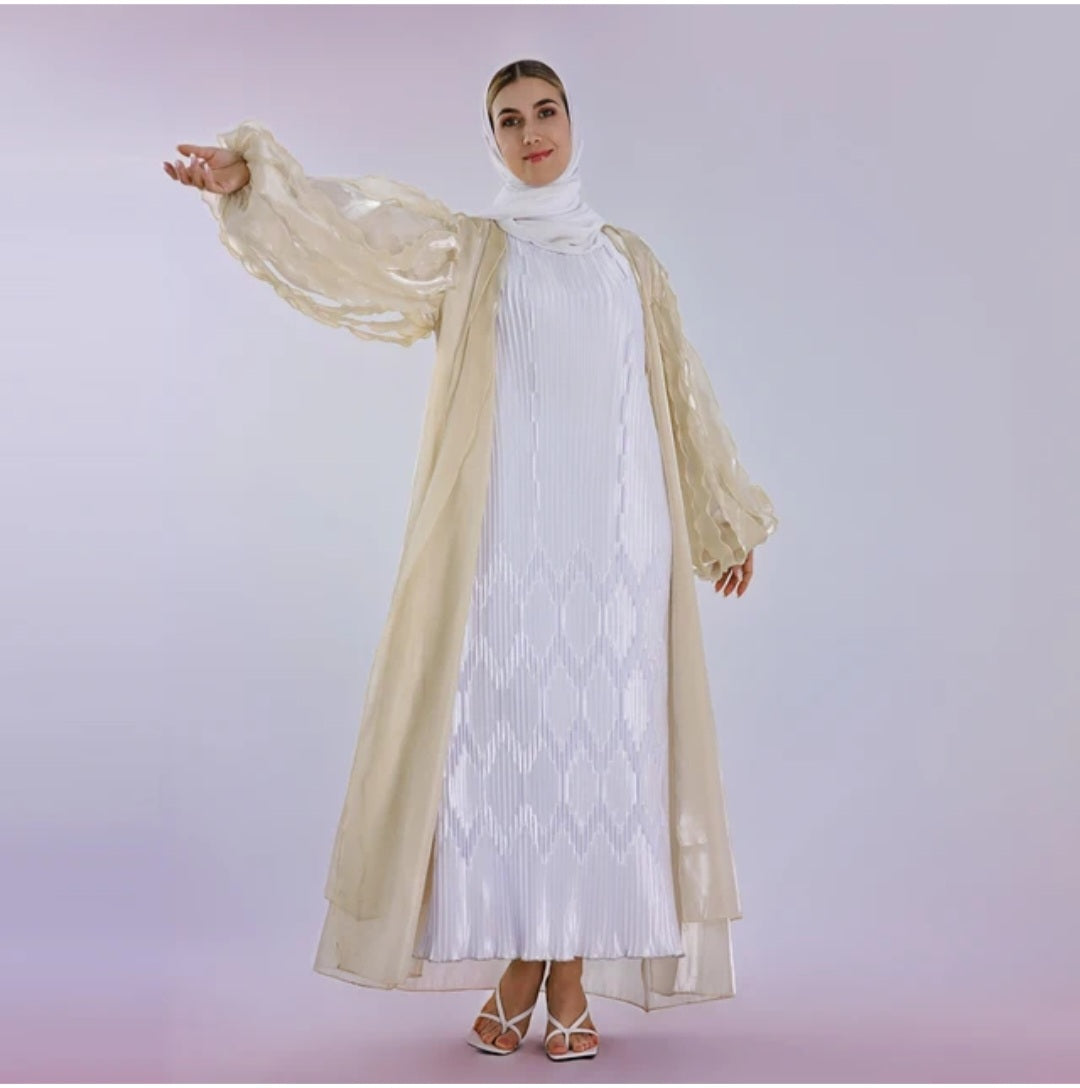 Two Piece Organza Cardigan Abaya