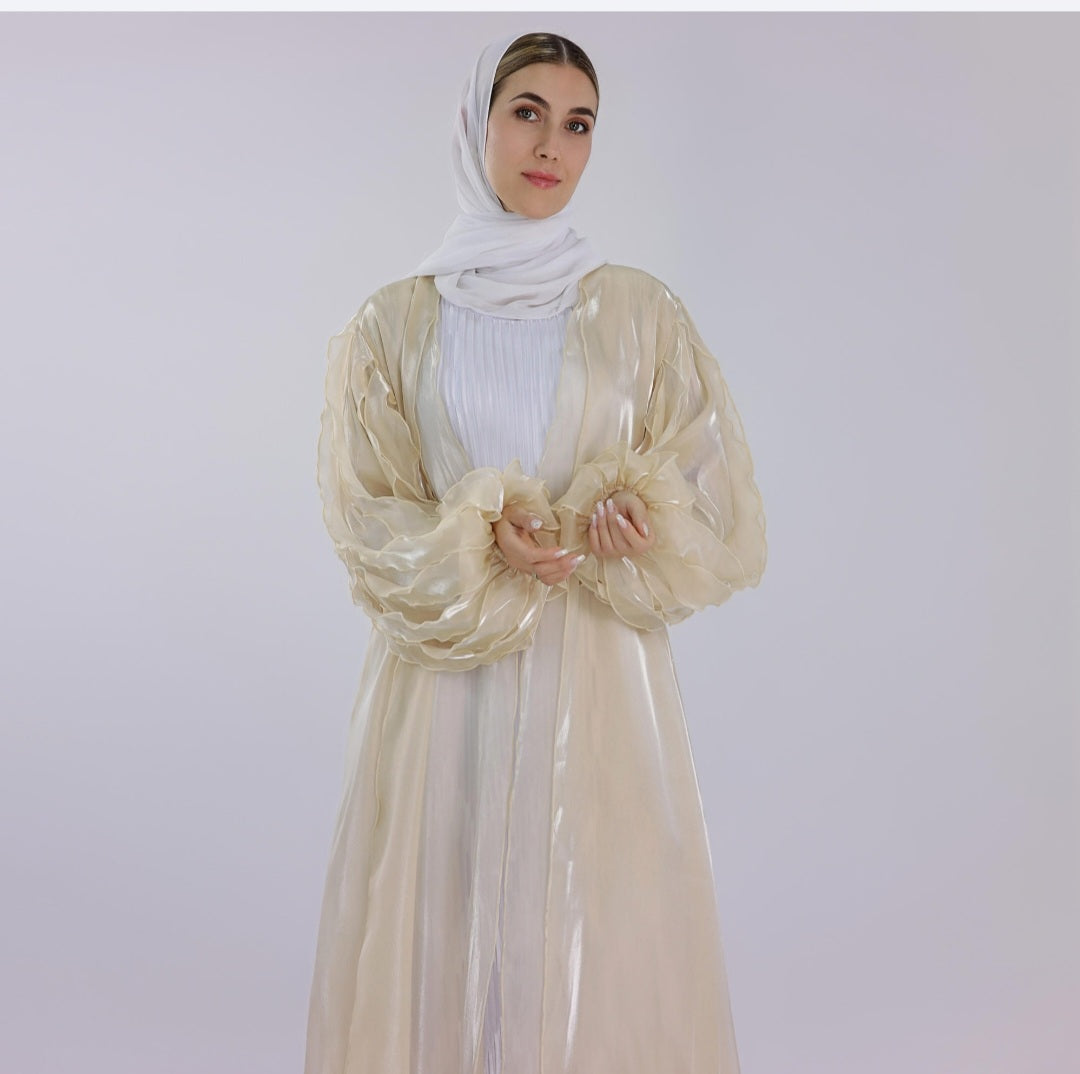 Two Piece Organza Cardigan Abaya