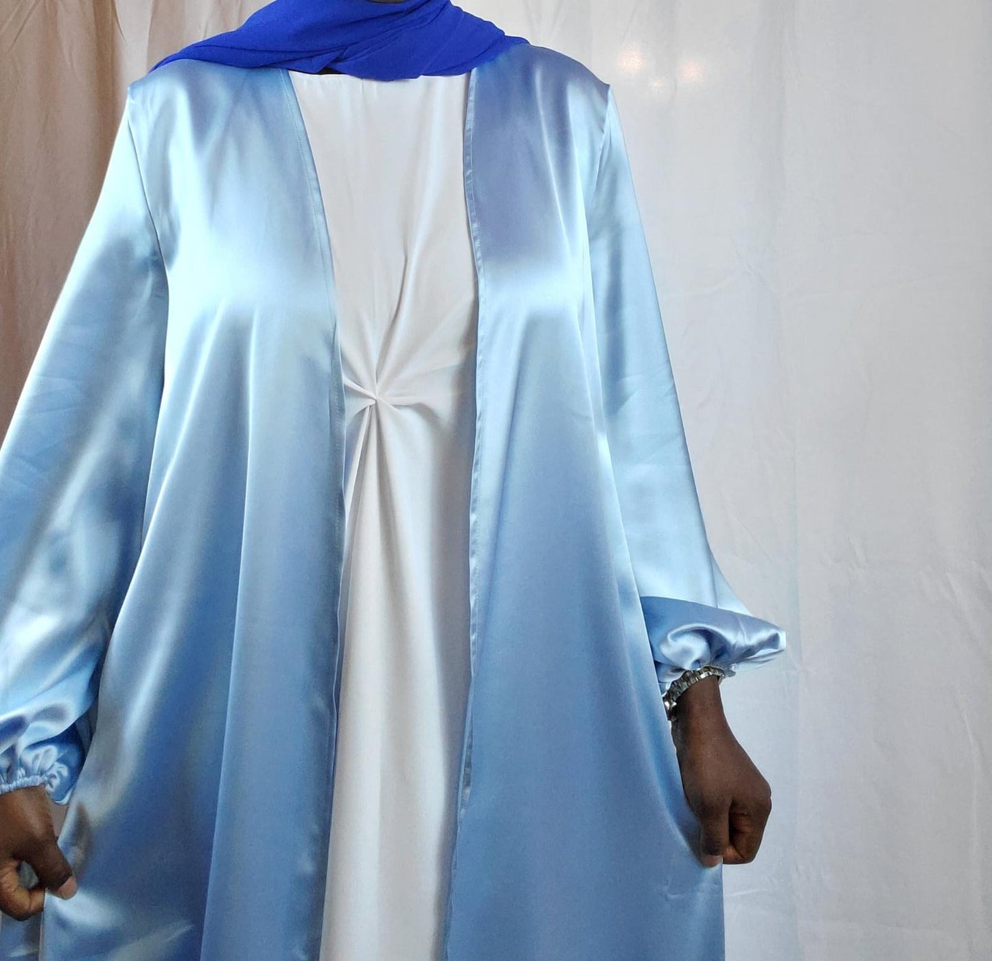 Two Piece Light Blue Abaya